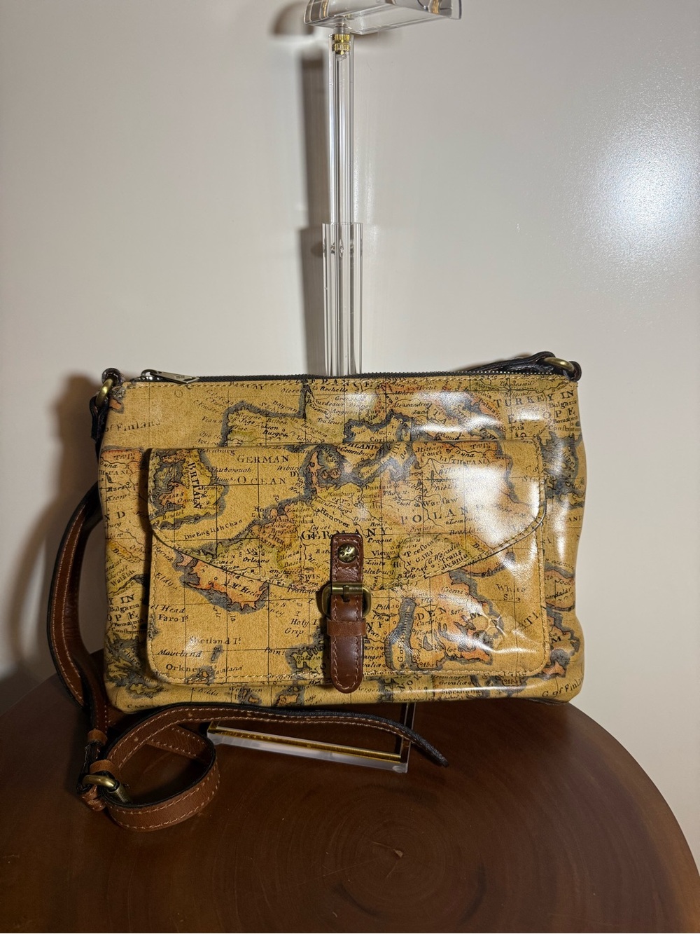 Patricia Nash Map-Print Crossbody Bag in Tan and Brown